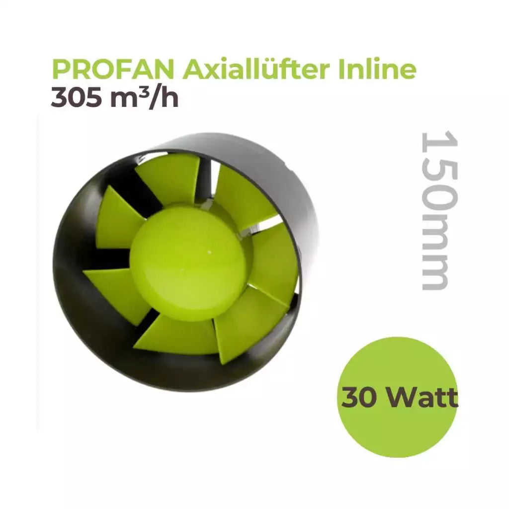 Garden Highpro - Abluft Lüfter Ø150mm - 275 m³/h - 30 Watt - Axiallüfter Inline