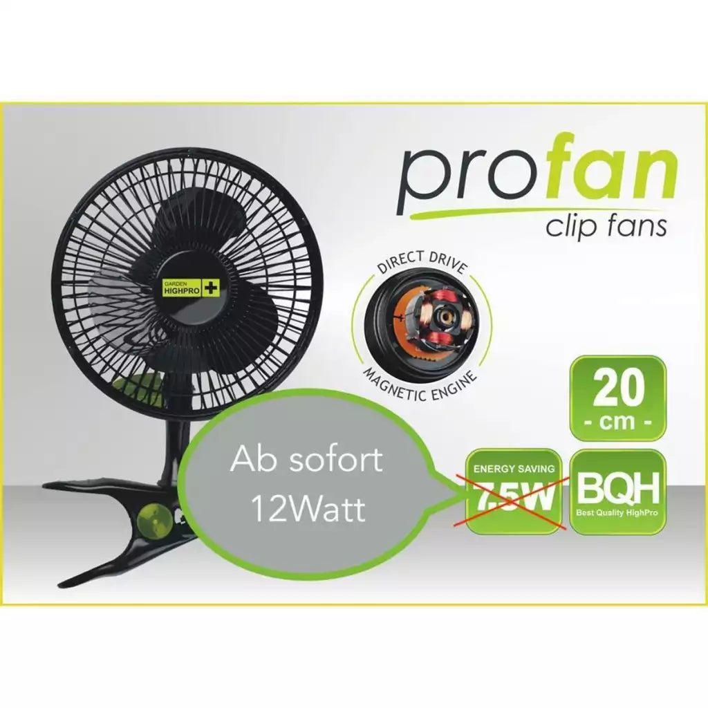Clip Ventilator 12W - Ø20cm mit Stangenclip -  PROFAN PROFESSIONAL -  Garden Highpro