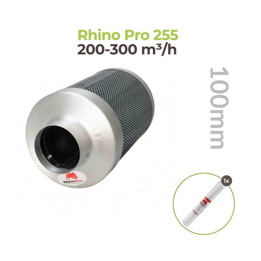 Rhino Pro 255 - Ø100mm - 200-300m³/h - Aktivkohlefilter 100mm x 200mm