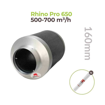 Rhino Pro 650 | Ø160mm | 500-700m³/h | Aktivkohlefilter 160mm x 300mm