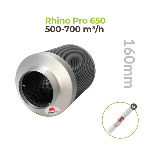 Rhino Pro 650 | Ø160mm | 500-700m³/h | Aktivkohlefilter 160mm x 300mm