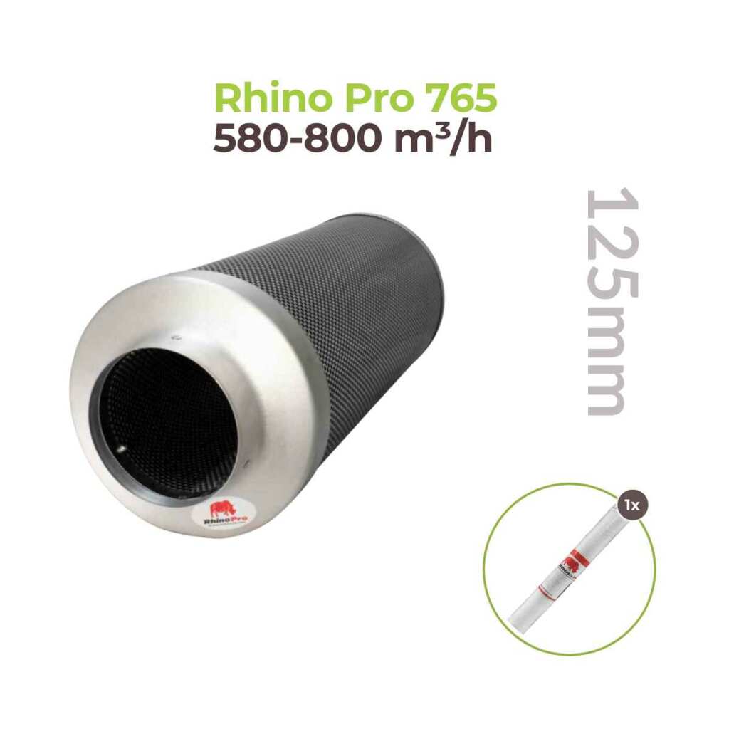 Rhino Pro 765 - Ø125mm - 650-900m³/h - Aktivkohlefilter 125mm x 600mm