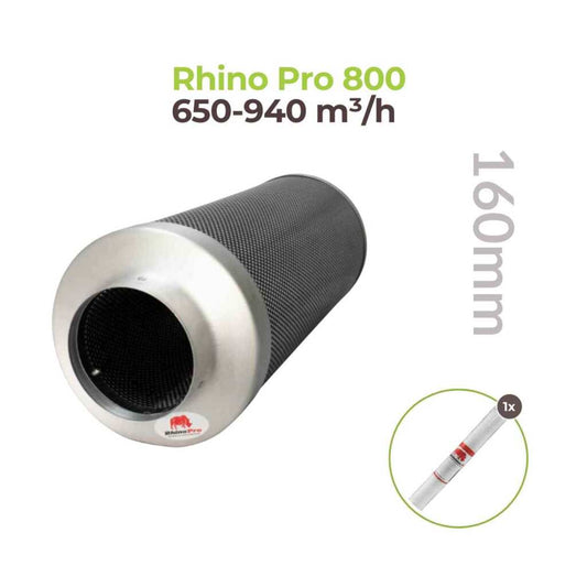 Rhino Pro 800 | Ø160mm | 650-940m³/h | Aktivkohlefilter 160mm x 500mm